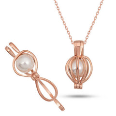 Silver Rose White Pearl Women's Necklace