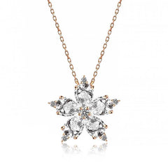 Silver Rose White Camellia Flower Necklace