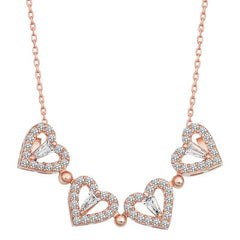 Silver Rose Heart Openable Clover Women's Necklace