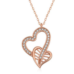 Silver Rose United Hearts Necklace for Women