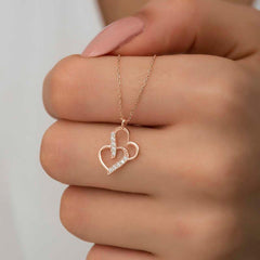 Silver Rose United Hearts Necklace for Women