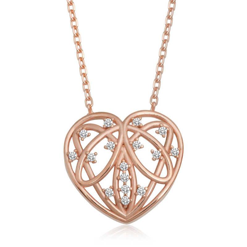 Silver Rose Domed Heart Women's Necklace