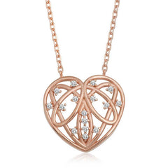 Silver Rose Domed Heart Women's Necklace