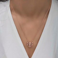 Silver Rose Domed Heart Women's Necklace