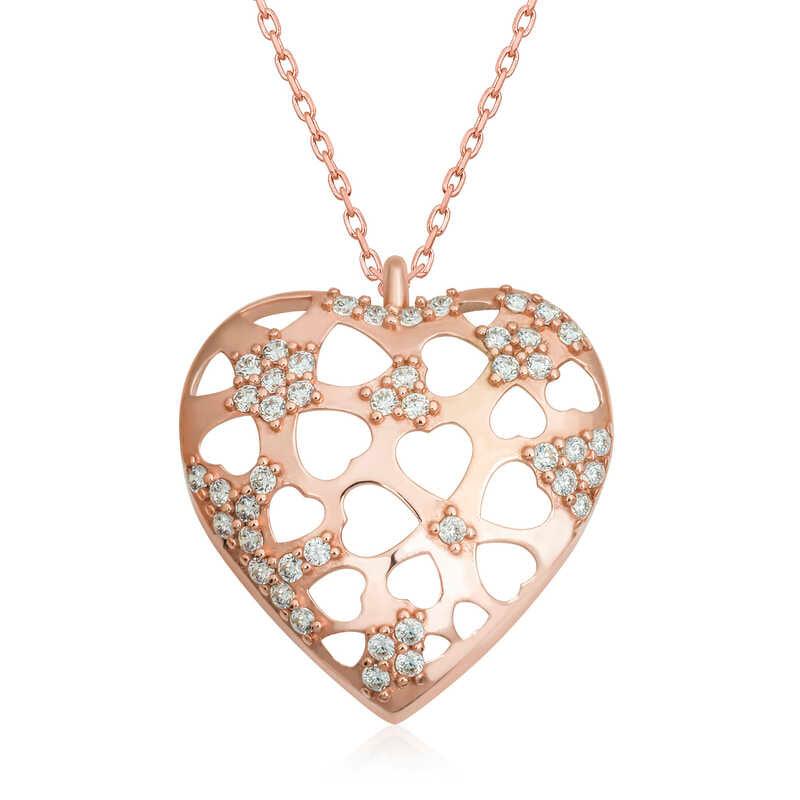 Silver Rose Domed Heart Women's Necklace