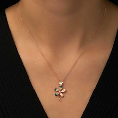 Collier pour femme en argent avec fleur de rose