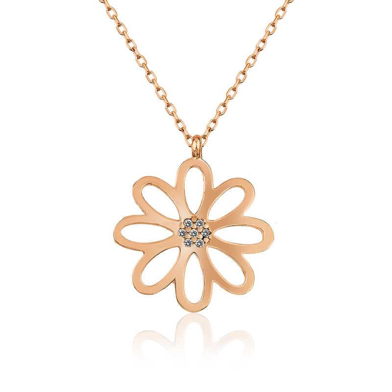 Silver Rose Flower Women's Necklace