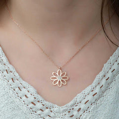Silver Rose Flower Women's Necklace