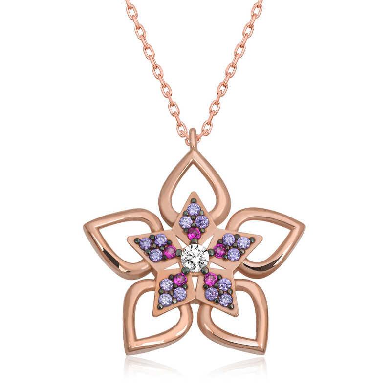 Silver Rose Flower Women's Necklace