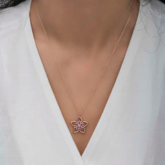 Silver Rose Flower Women's Necklace