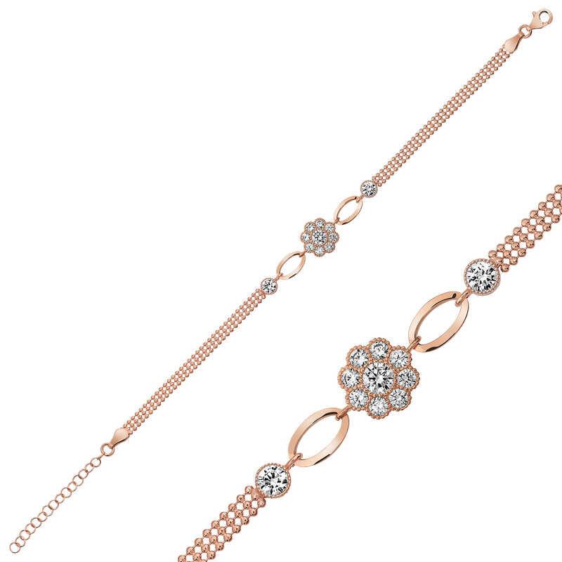 Silver Rose Flower Model Bracelet