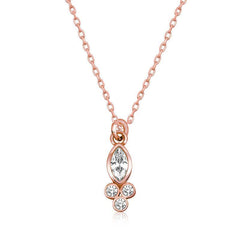 Silver Rose Dew Drop Shuttle Solitaire Women's Necklace