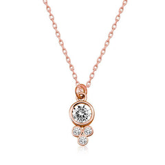 Silver Rose Dew Drop Round Solitaire Women's Necklace