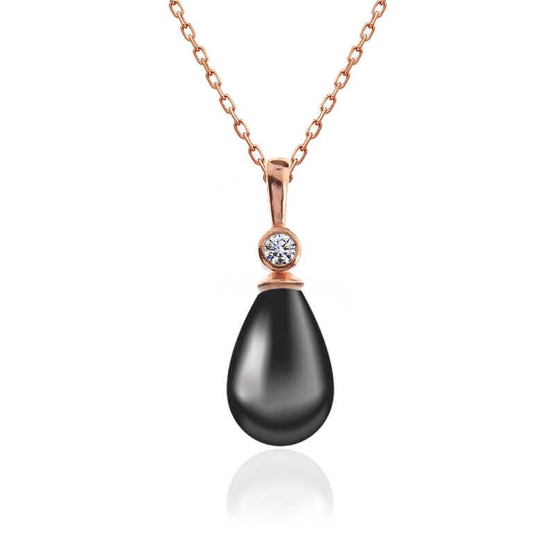 Silver Rose Drop Pearl Women's Necklace