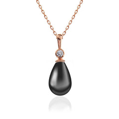 Silver Rose Drop Pearl Women's Necklace
