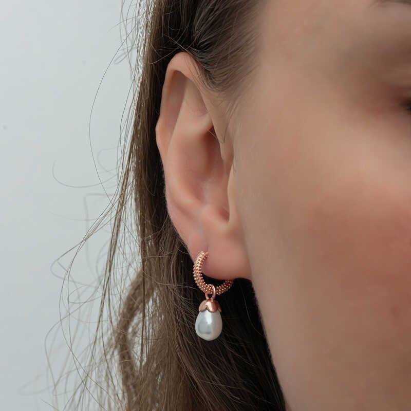 Silver Rose Drop Pearl Women's Earrings