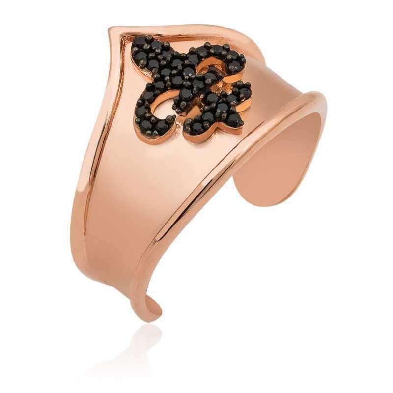 Silver Rose Patterned Joint Ring