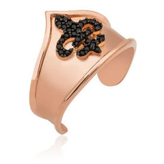 Silver Rose Patterned Joint Ring