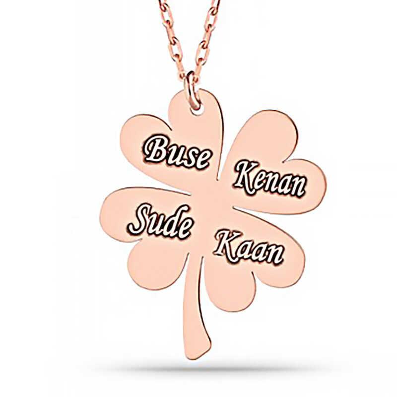 Silver Rose Four Leaf Named Clover Women's Necklace
