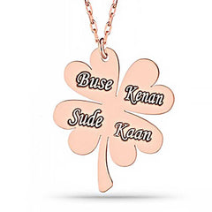 Silver Rose Four Leaf Named Clover Women's Necklace