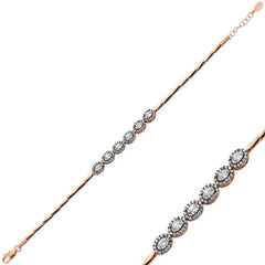 Bracelet pour femme en argent rose serti de diamants