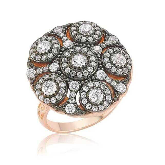 Bague pour femme en argent et diamants roses