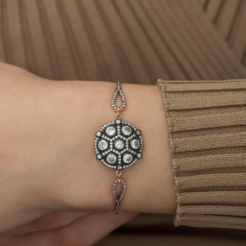 Silver Rose Diamond Mounted Bracelet