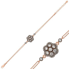 Silver Rose Diamond Mounted Flower Bracelet