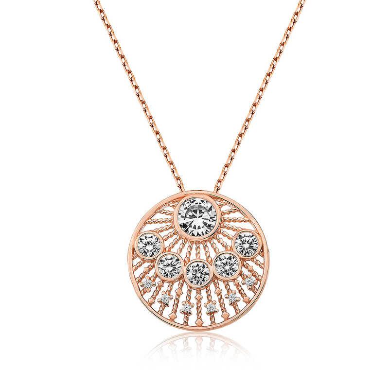 Silver Rose Ethnic Patterned Rose Women's Necklace