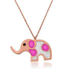 Silver Rose Elephant Women's Necklace