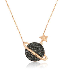 Silver Rose Planet Women's Necklace