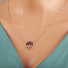 Silver Rose Tree of Life Women's Necklace