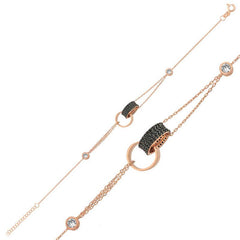 Silver Rose Interlocking Ring Bracelet