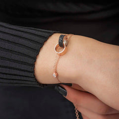 Silver Rose Interlocking Ring Bracelet