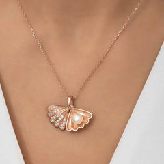 Silver Rose Pearl Oyster Women's Necklace