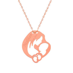 Silver Rose Named Mother Baby Love Necklace