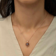 Silver Rose Caged Lotus Women's Necklace