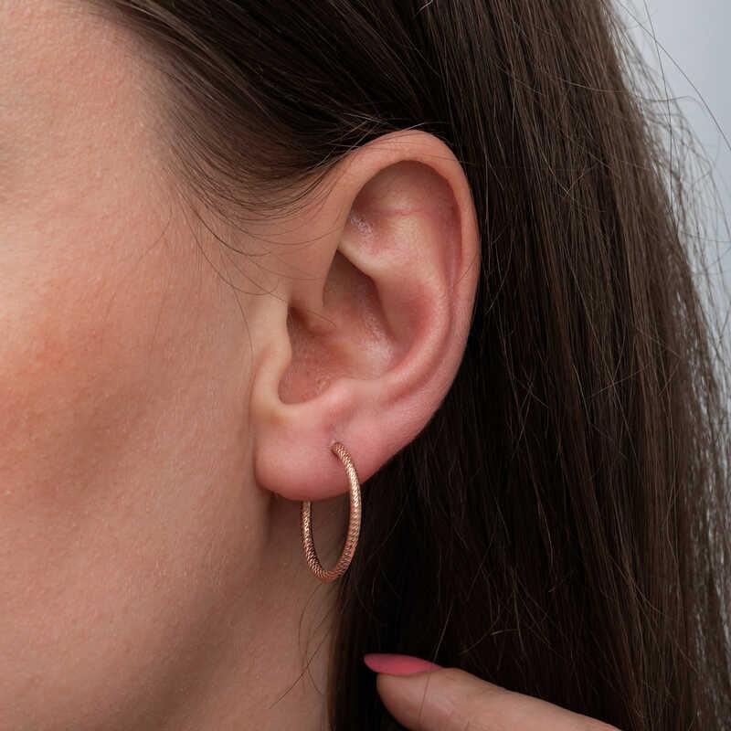 Silver Rose Pencil Hoop Women's Earring