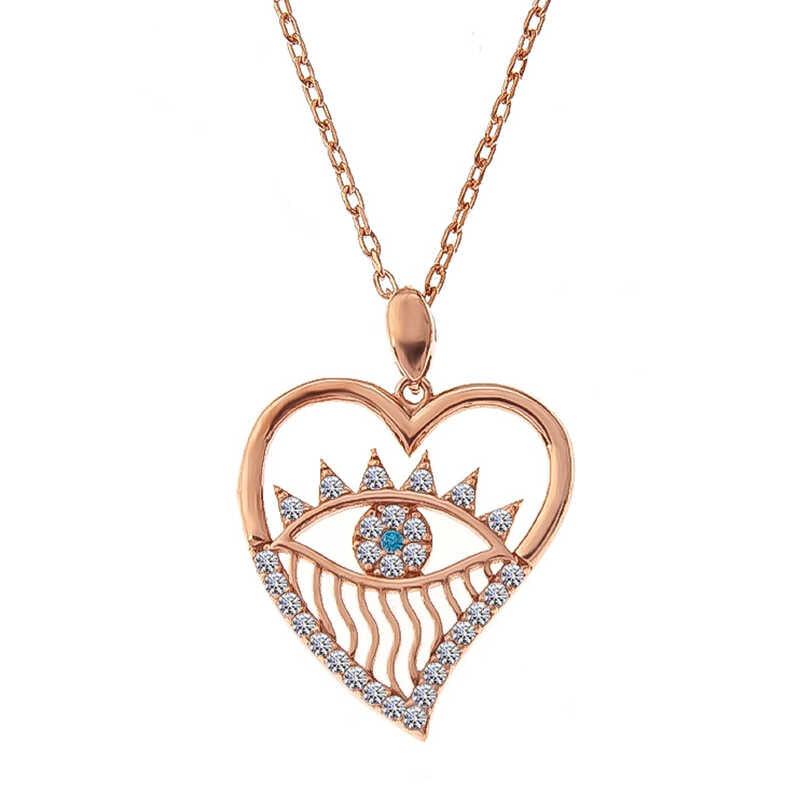 Silver Rose Heart Eye Women's Necklace