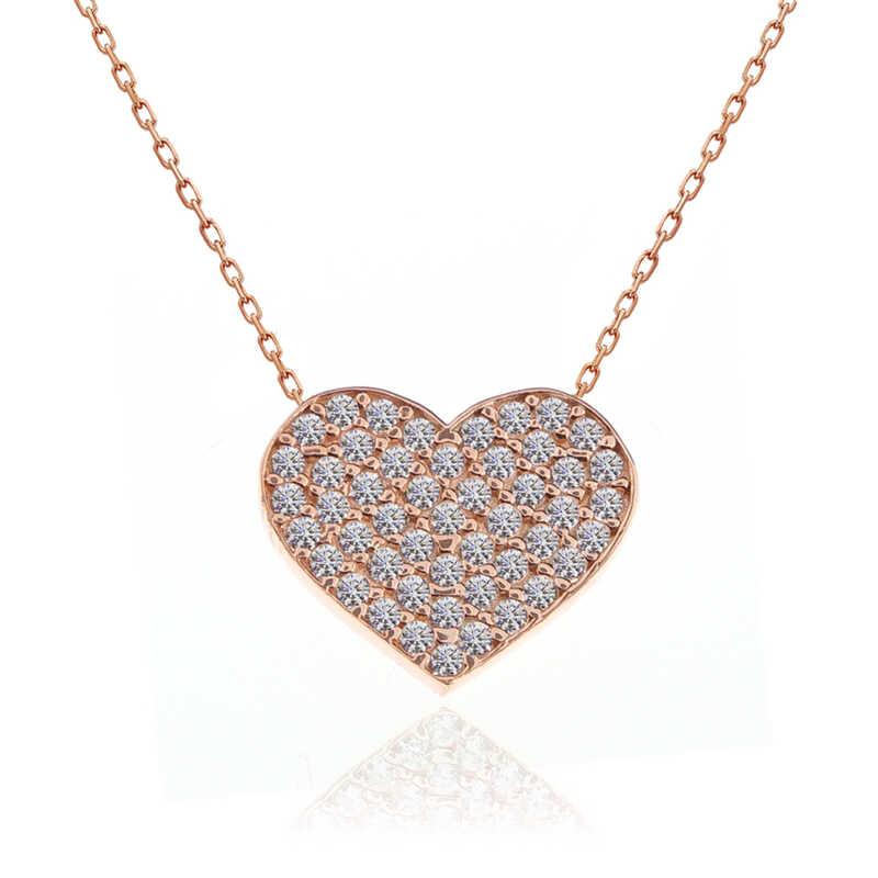 Silver Rose Heart Women's Necklace