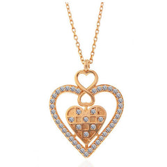 Silver Rose Heart Infinity Women's Necklace