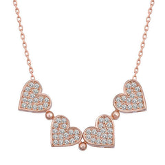 Silver Rose Heart Openable Clover Women's Necklace