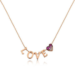 Silver Rose Heart Love Women's Necklace