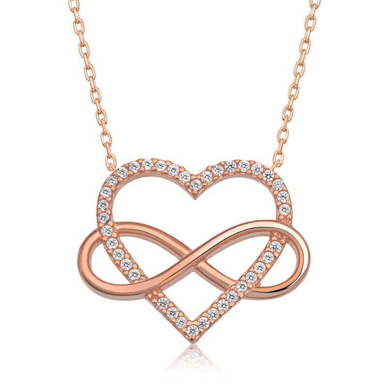 Silver Rose Heart Infinity Women's Necklace