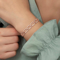 Silver Rose Square Stone Women's Bracelet