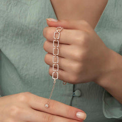 Silver Rose Square Stone Women's Bracelet