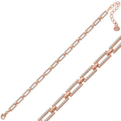 Bracelet femme en argent et pierre carrée rose