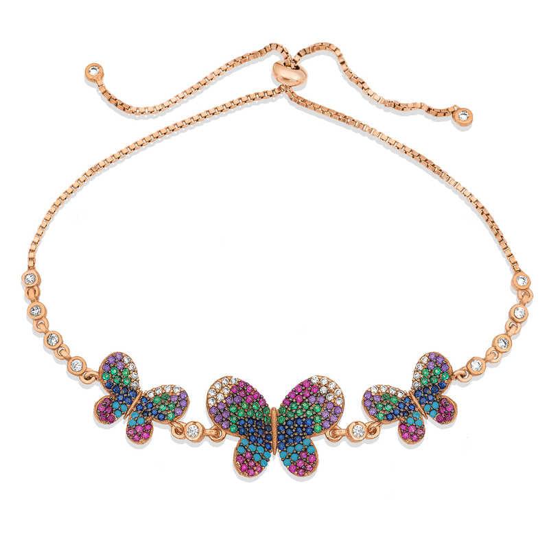 Silver Rose Butterfly Elevator Bracelet