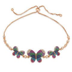 Silver Rose Butterfly Elevator Bracelet