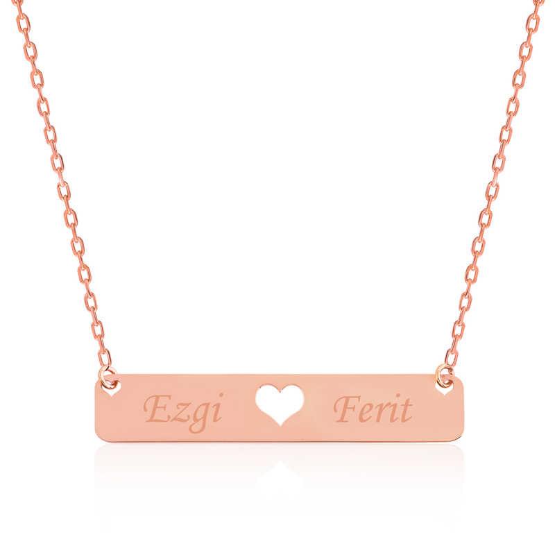 Silver Rose Personalized Name Heart Necklace